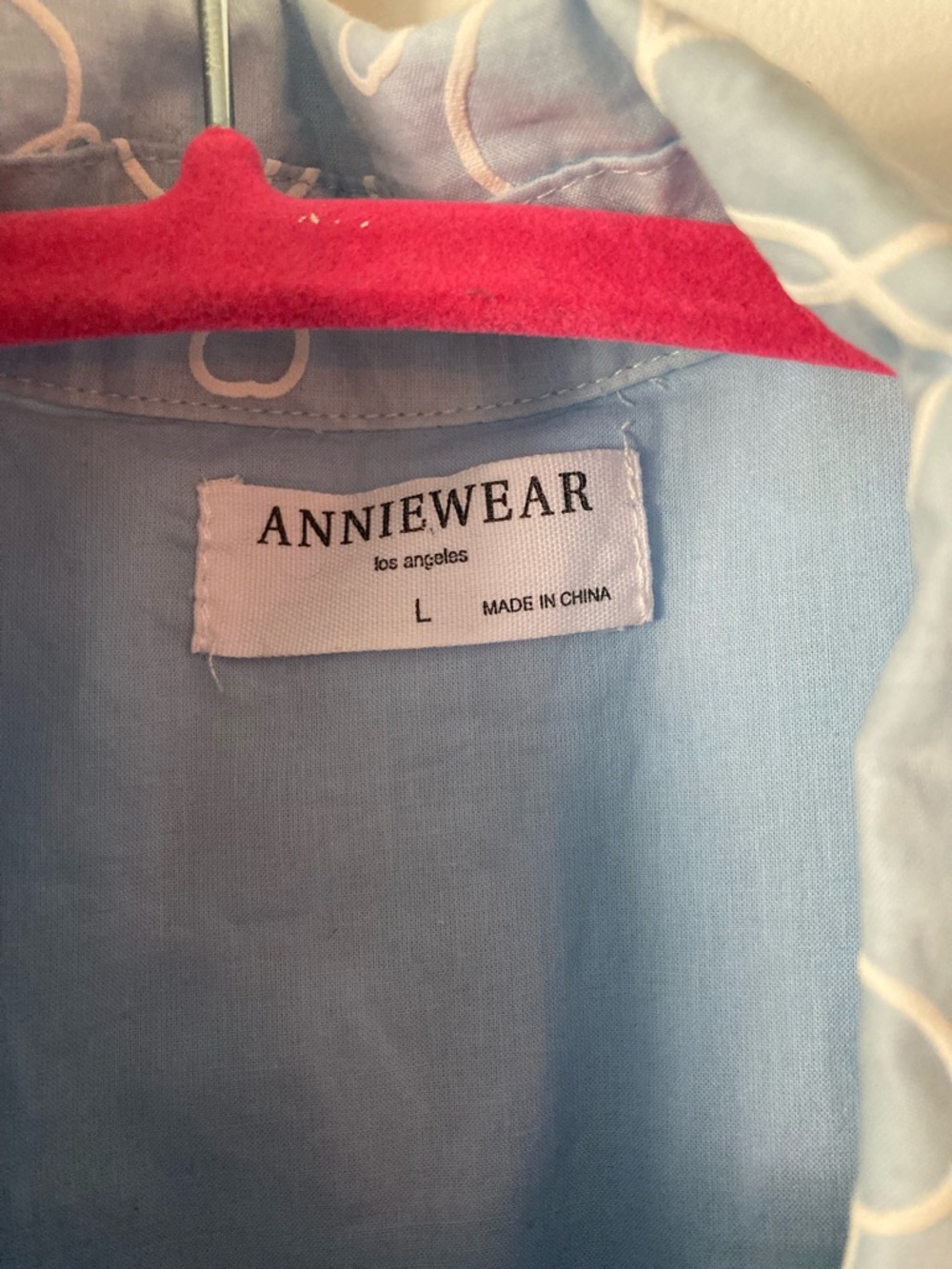 Annie Wear Sky Blue Button-Front Dress with White Floral Embroidery - Picture 2 of 3